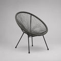 Fauteuil de jardin rond en résine tressée noire avec structure acier noir 75 x 75 x 80 cm