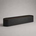 Jardinière rectangulaire longue en acier galvanisé noir avec parois ondulées 120 x 30 x 25 cm