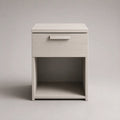 Table de chevet 45 x 35 x 60 cm en MDF effet chêne clair avec tiroir et niche ouverte structure rectangulaire